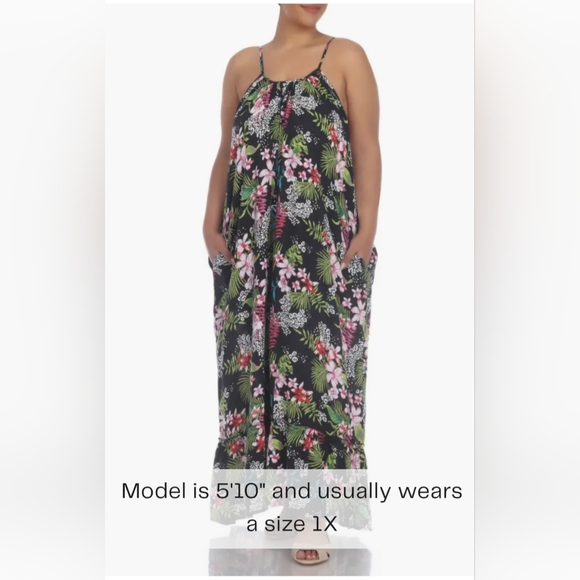 BOHO ME COLLECTION maxi dress floral pattern in 1X - Picture 2 of 12